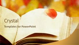  Presentation with old book - Theme featuring old book and colorful autumn background and a cream colored foreground