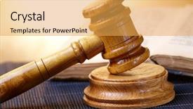  Presentation with blank old book - Amazing presentation theme having lawbook - old book and gavel backdrop and a yellow colored foreground