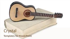  Presentation with old book - Colorful presentation enhanced with old book and guitar on a white background backdrop and a lemonade colored foreground