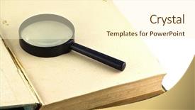  Presentation with english literature old book - PPT layouts enhanced with old book and magnifying glass background and a  colored foreground