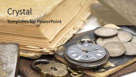  Presentation with old pen - PPT theme with reloj de arena - old book and pen background and a coral colored foreground