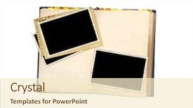  Presentation with old book - Cool new PPT theme with old book and photos objects backdrop and a cream colored foreground