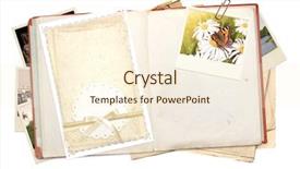 Presentation with old story book - Theme having old book and photos objects background and a cream colored foreground