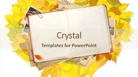  Presentation with memory book - Audience pleasing PPT theme consisting of old book autumn leaves backdrop and a lemonade colored foreground