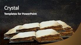  Presentation with old book - Colorful slide deck enhanced with old book isolated on white backdrop and a dark gray colored foreground