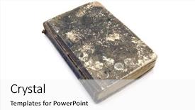  Presentation with old book - Audience pleasing slide deck consisting of old book isolated on white backdrop and a white colored foreground