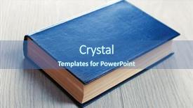  Presentation with old story book - Slides featuring old book on wooden background background and a ocean colored foreground