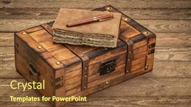 Presentation with old pen - Presentation theme featuring old-book-or-journal background and a tawny brown colored foreground