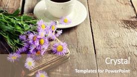  Presentation with feather and old book - Slide deck with old book with beautiful flowers background and a coral colored foreground