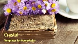  Presentation with english literature old book - Cool new presentation design with old book with beautiful flowers backdrop and a tawny brown colored foreground