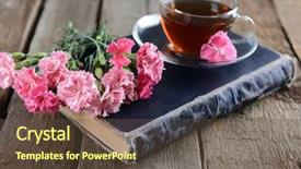  Presentation with old book - Presentation theme with old book with beautiful flowers background and a  colored foreground