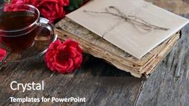  Presentation with old book - Presentation consisting of old book with beautiful flowers background and a dark gray colored foreground