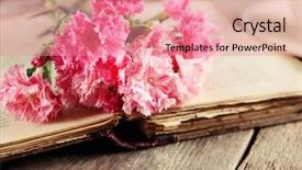  Presentation with old book - Presentation having old book with beautiful flowers background and a  colored foreground