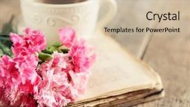  Presentation with old book - PPT layouts having old book with beautiful flowers background and a soft green colored foreground