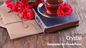  Presentation with old book - Theme with old book with beautiful flowers background and a  colored foreground