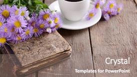  Presentation with old book - Theme with old book with beautiful flowers background and a gray colored foreground
