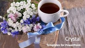  Presentation with old book - Audience pleasing presentation design consisting of old book with beautiful flowers backdrop and a coral colored foreground