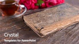  Presentation with holy quran old book - Presentation design having old book with beautiful flowers background and a  colored foreground