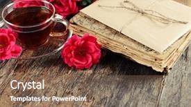  Presentation with old story book - Audience pleasing PPT theme consisting of old book with beautiful flowers backdrop and a  colored foreground