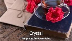  Presentation with old book - Presentation design having old book with beautiful flowers background and a tawny brown colored foreground