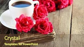  Presentation with old book - Amazing PPT theme having old book with beautiful roses backdrop and a  colored foreground
