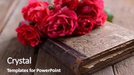  Presentation with old book - PPT layouts having old book with beautiful roses background and a tawny brown colored foreground