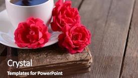  Presentation with old book - PPT layouts featuring old book with beautiful roses background and a  colored foreground