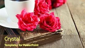  Presentation with english literature old book - Cool new PPT theme with old book with beautiful roses backdrop and a  colored foreground