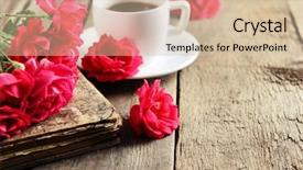  Presentation with old book - Colorful slide deck enhanced with old book with beautiful roses backdrop and a soft green colored foreground