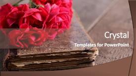  Presentation with english literature old book - PPT theme enhanced with old book with beautiful roses background and a coral colored foreground
