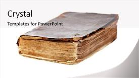  Presentation with old book cover by shakespeare - Beautiful slides featuring old book with brown cover backdrop and a light gray colored foreground