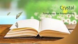  Presentation with old book - Amazing presentation theme having old book with butterflies outdoors backdrop and a mint green colored foreground