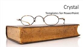  Presentation with book glasses - Colorful PPT layouts enhanced with old book with reading glasses backdrop and a  colored foreground