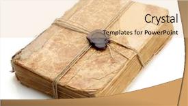  Presentation with antique parchment wax seal - Presentation theme enhanced with old book with seal wax background and a  colored foreground