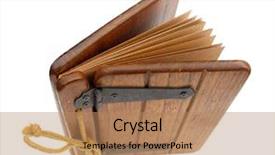  Presentation with book covers - Slide deck featuring old book with wooden covers background and a coral colored foreground