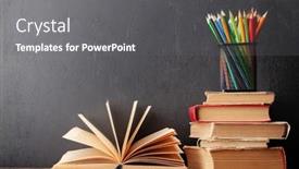  Presentation with pencils - Slide set enhanced with old-books-and-colorful-pencils background and a gray colored foreground