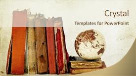  Presentation with earth - Theme enhanced with old books and globe earth background and a  colored foreground