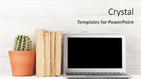  Presentation with home office - Presentation consisting of old books and laptop education background and a white colored foreground