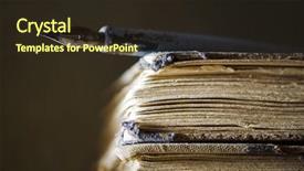  Presentation with old books pen - Beautiful presentation theme featuring old books and pen backdrop and a wine colored foreground