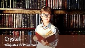  Presentation with many old books - PPT theme featuring old books educational concept science background and a tawny brown colored foreground