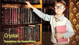  Presentation with many books - Amazing PPT theme having old books educational concept science backdrop and a tawny brown colored foreground