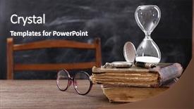  Presentation with eyeglasses - Presentation featuring old books eyeglasses and hourglass background and a dark gray colored foreground