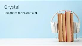  Presentation with eyeglasses - Presentation having old-books-headphones-and-eyeglasses background and a cool aqua colored foreground