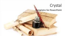  Presentation with old books pen - Cool new presentation theme with old books ink pen backdrop and a white colored foreground