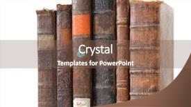  Presentation with stack of old books - Beautiful presentation theme featuring old books isolated on white backdrop and a tawny brown colored foreground