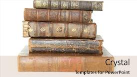  Presentation with stack of old books - Presentation theme enhanced with old books isolated on white background and a coral colored foreground