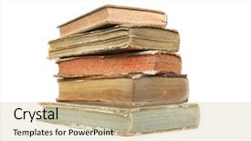  Presentation with books - Colorful presentation theme enhanced with old books isolated on white backdrop and a soft green colored foreground