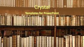  Presentation with old book - Slide deck featuring old books on a shelf background and a tawny brown colored foreground