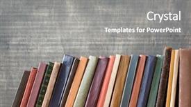  Presentation with books - Beautiful slide deck featuring old books on a wooden backdrop and a gray colored foreground