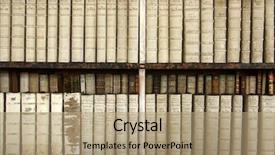  Presentation with old book - PPT layouts consisting of old books on the shelf background and a coral colored foreground